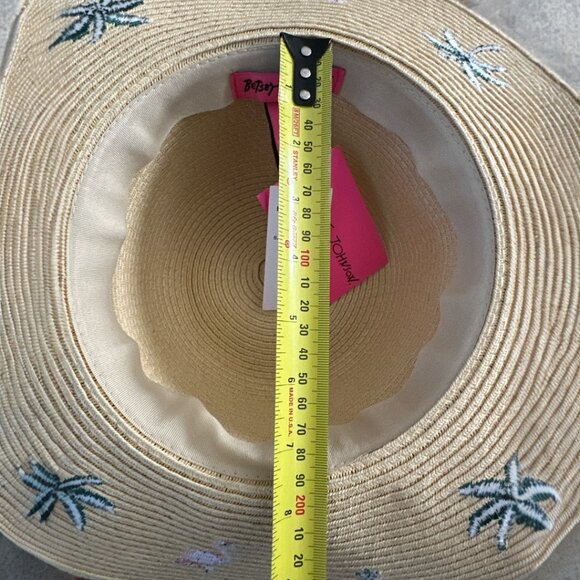 Betsey Johnson Flamingo Woven Floppy Sun Hat NWT Coastal Beachy Resort Tropical main image 14